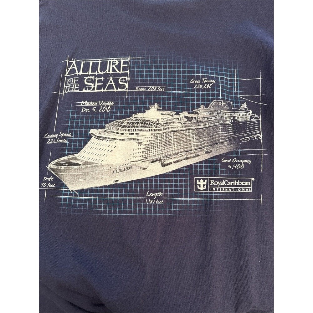 Royal Caribbean Cruise Shirt Mens XL  Blue Short Sleeve -Allure Of The Seas